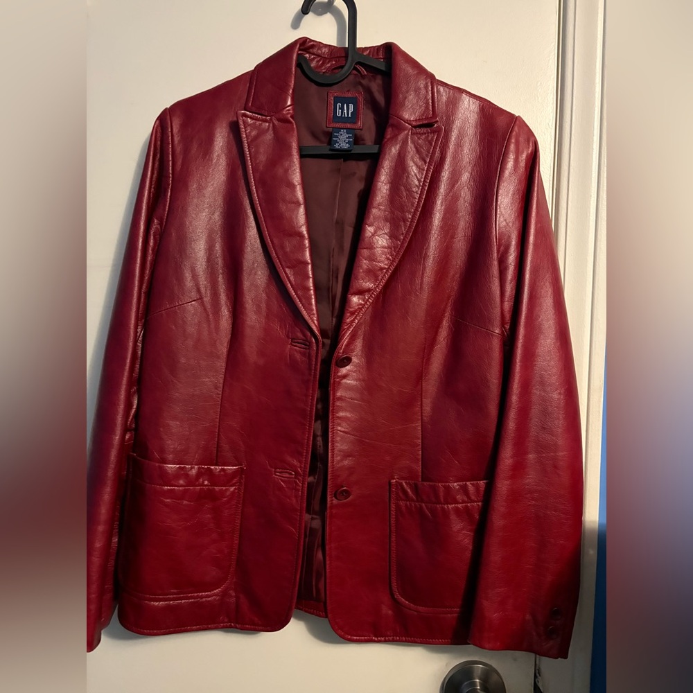 Vintage Gap Red Leather Jacket Blazer